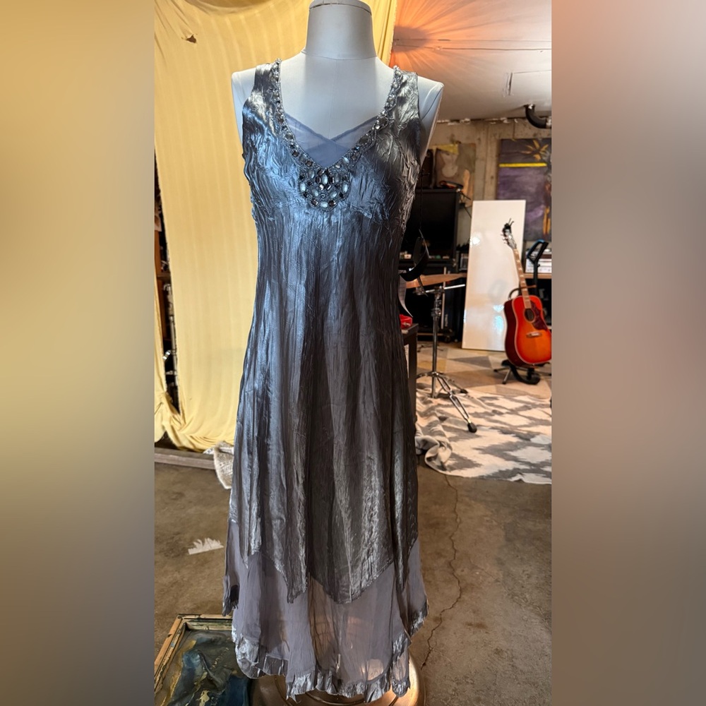 Nordstrom Shimmering Silver Maxi Dress